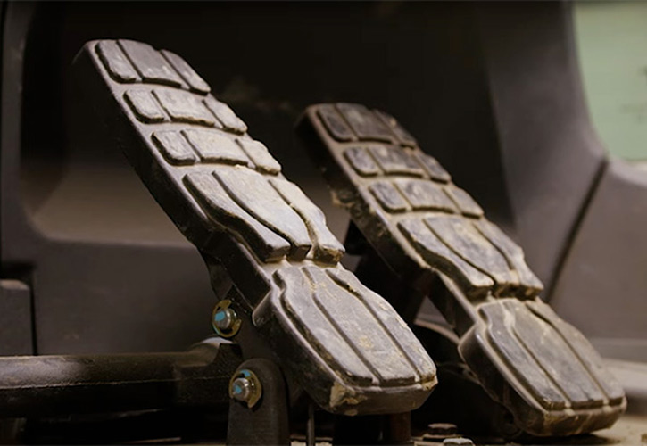 Close up of machine's brake pedal